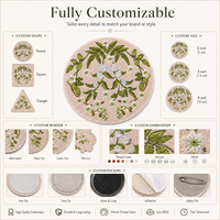 Écusson brodé personnalisé OEM rond, motif floral botanique, broderie plate pour accessoires vestimentaires