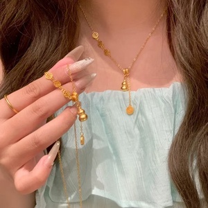 Collier en acier inoxydable de luxe léger, design en forme de <span class=keywords><strong>gourde</strong></span>, super scintillant, bijoux haut de gamme et romantiques - Product Image 5