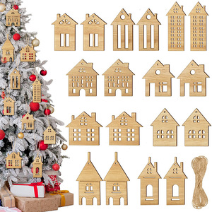 Wooden Christmas <b>Tree</b> <b>Ornaments</b> 12Pcs With Twine String Hanging Decorations For Holiday Craft DIY - Product Image 5