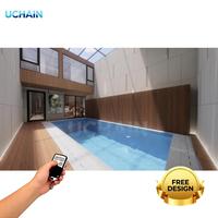 Couverture de piscine automatique électrique en acier inoxydable, télécommande, étanche, couverture de sécurité pour piscine extérieure, maison, hôtel, complexe hôtelier