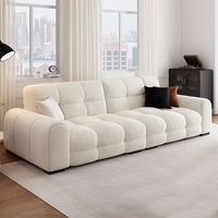 Juego de sofá de hojaldre de caramelo crema minimalista moderno nuevo asiento ancho de fila recta profunda con material de tela de varios tamaños para sala de estar