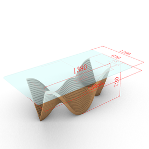 طاولة قهوة بقاعدة خشبية صلبة وسطح زجاجي بتصميم عصري لغرفة المعيشة وغرفة الطعام والمدخل - Product Image 6