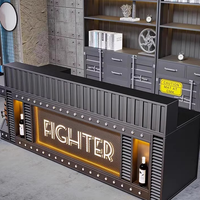 Comptoir de bar à café commercial moderne sur mesure avec éclairage LED, design étanche pour l'intérieur des restaurants et des cafés