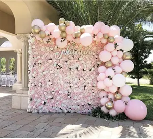 G472 Perlengkapan Latar Belakang Pernikahan Kustom Gulung Panel Dinding Bunga Mawar Buatan Dekorasi Latar Belakang Pernikahan