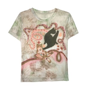 2026 New Short-sleeved Positioning Printed Crewneck Mesh T-shirt Women's Fashionable Slim-fit Slimming Base Shirt Trendy - Product Image 5