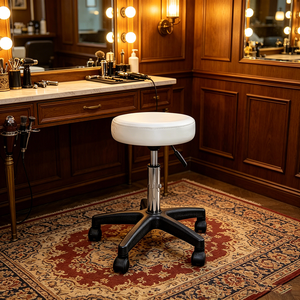 Chaise de barbier réglable en métal avec revêtement en cuir synthétique et système hydraulique pour salon commercial et barbier - Product Image 2