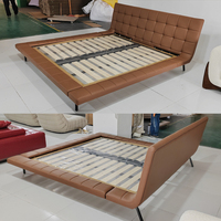 Vente directe d'usine de lit en tissu d'agneau en bois massif de style nordique meubles de chambre à coucher italien de luxe moderne ensemble de lit King Size