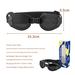 แว่นตาสุนัขแบบพับได้ UV400 ป้องกันลม กันฝุ่น แว่นกันแดดสำหรับสัตว์เลี้ยงพร้อมสายรัดปรับได้สำหรับสุนัขขนาดกลางขนาดใหญ่แมว - Product Image 5