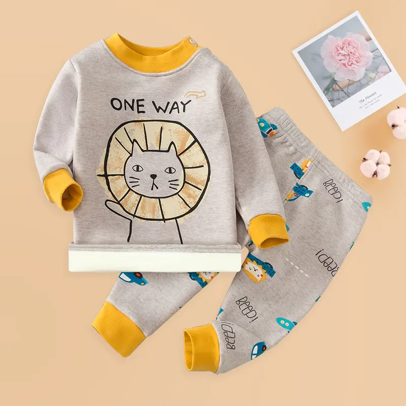 Kids Clothing Sets Kids Winter Fleece Suit Baby Girls Pajama Boys Pajamas Set Kids Cotton Sleepwear Size for 1-10 Years Old