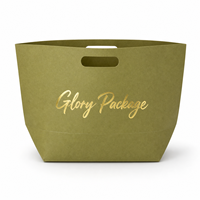 Sac de courses personnalisé en papier kraft vert olive écologique avec poignées découpées et impression de logo en feuille d'or pour vêtements, cadeaux de luxe et vente au détail
