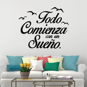Autocollants muraux décoratifs en PVC espagnol style Art Déco, citation de motivation, décoration artistique pour chambre d'enfant - Product Image 3