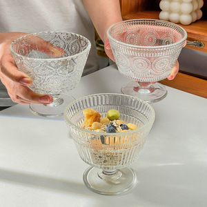Bol en verre gaufré moderne et minimaliste, écologique, motif tournesol, pour crème glacée, yaourt, flocons d'avoine, <span class=keywords><strong>petit</strong></span>-<span class=keywords><strong>déjeuner</strong></span>, dessert - Product Image 2