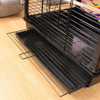 Cage à oiseaux à vue dégagée avec plateau coulissant et dessus ouvert, cage à perroquet pour la maison ou les voyages, cage en plexiglas, noir ou blanc.