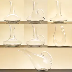 Wholesale 1600ml Large Capacity Glass Decanter Hand Blown Wine Carafe Round Shaped Top Wine Decanter