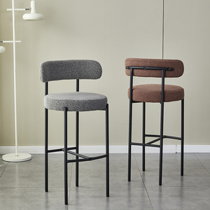 Modern Velvet <strong>High</strong> <strong>Back</strong> Metal Leg Elegant Home Bar <strong>Stools</strong> Comfortable Durable Kitchen Bar Furniture - Product Image 3