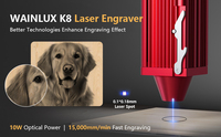 Machine de gravure et de découpe de bureau haut de gamme WAINLUX K8Plus, petite machine laser à diode pour métal, bois, acrylique, refroidie par air, CNC, axe rotatif AI