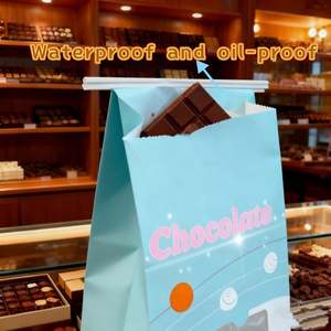 Customizable Translucent Window <b>Greaseproof</b> <b>Paper</b> Bag Recyclable Oil Resistant for Candy Cookie Chocolate Packaging With Tin Tie - Product Image 4