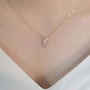 Gaya Busana 18K Emas Murni Berlian Alami Kalung 18K Emas Asli Pesta Pernikahan Kalung Perhiasan Set untuk Wanita