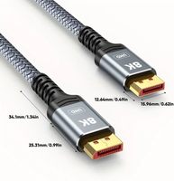 Câble 8K 60Hz 1.4, câble DP tressé ultra haute vitesse pour ordinateur portable, PC, téléviseur, moniteur de jeu et plus encore