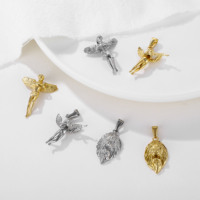 Bijouterie Vente en Gros or 18K 3D Revenge Gun Ange Pendentif Collier Vintage Ailes d'Ange Acier Inoxydable Argent Câble Chaîne Collier