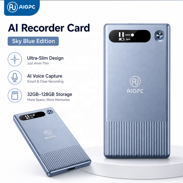 Portable AI Voice Recorder Card 32GB-128GB Local Storage One-Click Recording for Meetings Calls and Interviews