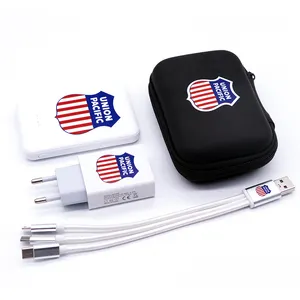 Cheap Swag idea Charger, USB cable, tiny power bank gift set for outdoor event VIP Collaborative gifts support customize package