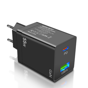 อะแดปเตอร์ชาร์จ Gan 55W วัสดุทนไฟ มาตรฐาน US EU AU รองรับ PD USB ชาร์จเร็ว เหมาะสำหรับแล็ปท็อปและโทรศัพท์มือถือ - Product Image 1