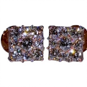 Boucles d'oreilles minimalistes de luxe en or massif 14 carats plaqué or, diamant de laboratoire taille coussin certifié IGI, unisexe, cadeau pour mariage ou fête - Product Image 1