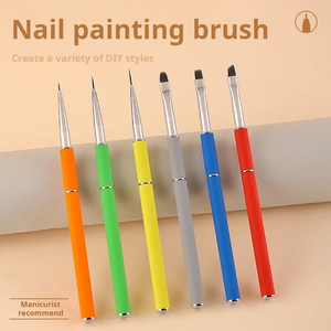 Ensemble de pinceaux à ongles en gel UV One Stroke, manche en métal, logo personnalisé, pinceaux professionnels pour salon - Product Image 2