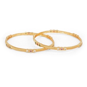 Fashionable Metal Bangle <b>Bracelet</b> with White Green and <b>Red</b> Stone Detailing Traditional Kada Jewelry for Women Ethnic Wedding - Product Image 1