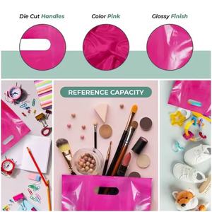 9x12 "กระเป๋าช้อปปิ้งหูหิ้วขนาดเล็กสีชมพูและสีม่วงกระเป๋าพลาสติกไดคัทสีน่ารักพร้อมด้ามจับถุงพลาสติกใส่ของ - Product Image 4