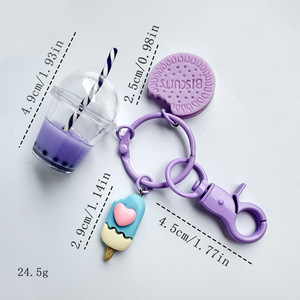 Llaveros Metálicos Rosados con Diseños de Helado, Té de Burbujas y Galletas, Regalos de Amistad para Mujeres y Niñas, Llaveros para Mejores Amigas - Product Image 4