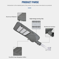 Lampadaire LED étanche IP66 120LM/W AC85-277V en aluminium et PC 100W 150W 200W 250W 300W pour projets routiers, autoroutiers et municipaux