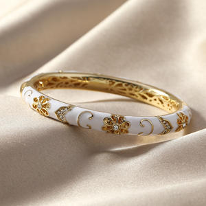 Neues Retro Chinoiserie Blau-Weißes Porzellan Armband, Zweilagiges Emaille Cloisonné Mode Armreif Cheongsam Schmuck - Product Image 3