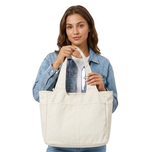 Sac fourre-tout en toile de coton grande capacité multi-poches, robuste et réutilisable, sac à bandoulière pour le travail, les courses et le quotidien, OEM ODM - Product Image 6