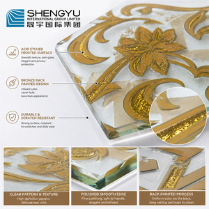 Verre gravé à l'acide de couleur bronze, <span class=keywords><strong>design</strong></span> artistique, peint à l'arrière, à rainures, sans cadre, compatible avec la quincaillerie, durable <span class=keywords><strong>et</strong></span> solide - Product Image 2