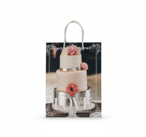 Sacchetto Regalo in Carta con Stampa a Caldo e Laser Argento per Torta di Compleanno, Bomboniera per Feste e Occasioni Speciali - Product Image 1