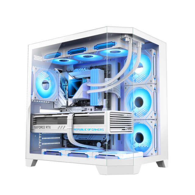 Ruix Customizable Desktop PC Gaming Case High-Performance ATX Double-Sided Tempered Glass with Fish Tank Plus Design in Stock
