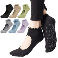 Chaussettes de yoga à cinq orteils à bout ouvert, chaussettes courtes antidérapantes avec grip en silicone, chaussettes pieds nus antidérapantes pour Pilates, Barre et Danse