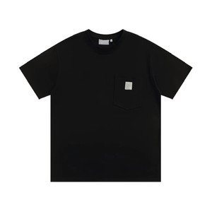 T-shirt a maniche corte da uomo e ragazza, in puro cotone, alla moda, per primavera ed estate, abbigliamento da lavoro, con logo di marca di tendenza - Product Image 1