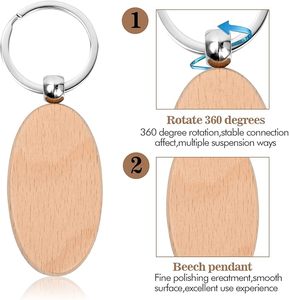 AU Pet Farm Lotes de llaveros de madera en blanco, etiquetas pulidas, anillas de conexión, para grabado láser, ecológicos, personalizables, para aprendizaje práctico infantil - Product Image 3