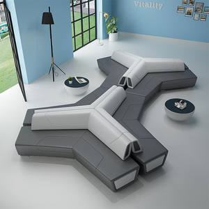 Muebles de vestíbulo de hotel Juego de sofás seccionales de tapicería de cuero sintético moderno para oficina Apartamento de área pública comercial Albergue - Product Image 3