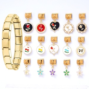 สร้อยข้อมือจี้สไตล์อิตาลีชุบ PVD 18K ยอดนิยม สร้อยข้อมือจี้ดอกไม้หลากสีสันสไตล์อิตาลีทำจากสแตนเลส - Product Image 1