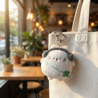 Porte-clés en peluche chaton mignon de dessin animé, chaton chauve, trèfle à quatre feuilles, breloques de sac à dos, jouets en peluche exquis super mignons, cadeau pour enfants