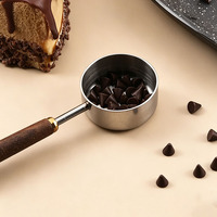 Cuillère à mesurer plate en acier inoxydable 304 avec manche en bois de noyer pour grains de café, 1,25 ml, 2,5 ml, 5 ml, 15 ml