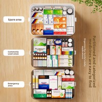 Grande Armoire à Médicaments en Plastique pour la Maison, Vente en Gros, Boîte de Rangement à 4 Compartiments, Trousse de Premiers Secours Portable d'Urgence