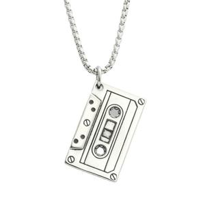 Music Club Punk Tape Stainless Steel Pendant Rectangular Recording Tape Necklace Sweater <b>Chain</b> Gift Fashion Jewelry - Product Image 2