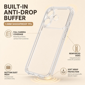 เคสโทรศัพท์ TPU ใสแบบยืดหยุ่นสำหรับ 17 16 15 <span class=keywords><strong>Pro</strong></span> <span class=keywords><strong>Max</strong></span> ดีไซน์เรียบง่ายทันสมัย ป้องกันแรงกระแทก ทนทานต่อการตกหล่น ตัดเย็บได้แม่นยำ - Product Image 4