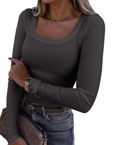 Mulheres Sólidos Manga Longa Camisas T-shirt Mulheres Slim Fit Blusas e Camisas - Product Image 4
