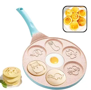 Modern Metal 7-Cup <b>Nonstick</b> Breakfast Griddle Waffle Maker Pancake Mold Kids Omelet Crepe Frying Pan - Product Image 6